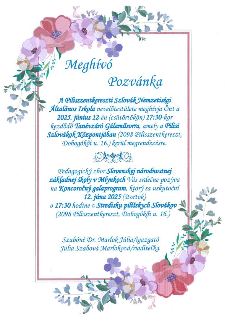 Meghívó/Pozvánka